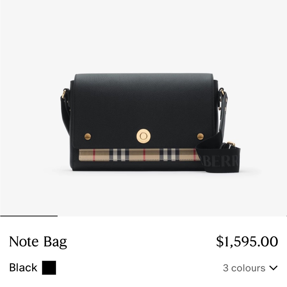 Burberry Black Leather Bag with Plaid Detail - Picture 5 of 5